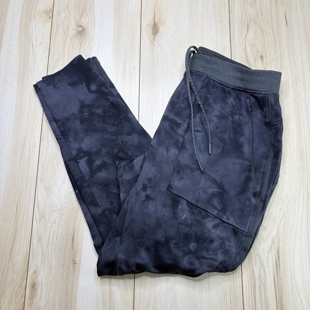 Lululemon Men's Textured Tech Jogger Pants Large Diamond Dye Blue Zippers